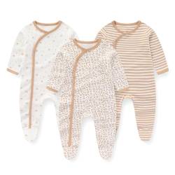 JELYLOVE Baumwolle Langarm Baby Jungen Mädchen Strampler 0-12 Monate Neugeborene Bekleidung 3er-Pack von JELYLOVE