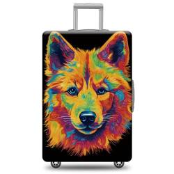 JENWLL Custom Dog Luggage Cover for Suitcase, Finnish Spitz Dog Suitcase Cover Protector, Style 1, Finnischer Spitz 3, L ( Fits 25"-28" Luggage ), modisch von JENWLL