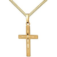 JEVELION Kreuzkette 585 Gold Anhänger mit Diamantschliff - Made in Germany (Goldkreuz, für Damen und Herren), Mit Kette vergoldet- Länge wählbar 36 - 70 cm oder ohne Kette. von JEVELION