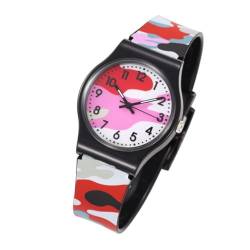 JEWEDECO 1 Stk Camouflage-Uhr Jungs sehen coole Kinderuhr wasserdichte Uhr modische Kinderuhr Kinder beobachten kinderuhren armbanduhr kinder Tarnuhr Kinder schauen zu Rostfreier Stahl rot von JEWEDECO