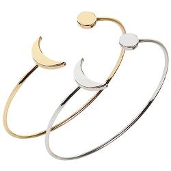 JEWEDECO 2st Armband Ästhetische Armbänder Für Frauen Armreifen Für Frauen Mond-armreifen Personalisierte Armbänder Minimalistisches Dekor Armbänder Für Mädchen Mond Armbänder Legierung von JEWEDECO