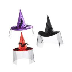 JEWEDECO 3St Hexen Hut halloween kopfschmuck halloween kopfbedeckung fasnachtskostüme fasching kleidung Hexenkostüm Mütze Hut im Halloween-Stil dekorativer Hexenhut Halloween-Hüte Stoff von JEWEDECO