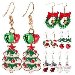 JEWEDECO 6 Paare Weihnachtsohrringe Weihnachtsohrstecker trendige Ohrringe für Frauen weihnachtsgeschenke weihnachts präsente baumelnde Ohrringe für Frauen Ohrring baumeln Legierung von JEWEDECO