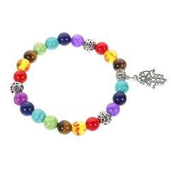 JEWEDECO Armband Edelstein Armbänder Chakra-armreif Armreifen Für Damen Frauen Armbänder Bunter Stein Edelsteinarmbänder Für Frauen Edelsteinperlen Damenarmbänder Zinklegierung Colorful von JEWEDECO