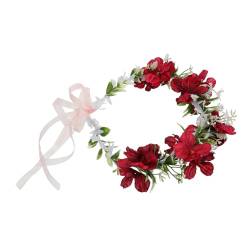 JEWEDECO Kranz Tiara Haarschmuck Für Damen Haarband Stirnband Für Frauen Künstliche Blumenkrone Blumenstirnbänder Für Frauen Dekorationen Für Blumenpartys Haarschmuck Organzaband von JEWEDECO