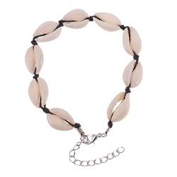 JEWEDECO Ozeanmuschel Armband Für Frauen Handgefertigt Mit Gewebtem Knoten Schwarzes Muschelarmband Stilvolles Schmuckstück Für Strandliebhaber Elegantes Accessoire Für Jeden Anlass von JEWEDECO