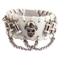 JEWEDECO Schädel Armband uhrenarmbänder retro styles wrist strap handgelenkschlaufe punk style wrist bands Punk-Armband Gothic-Armbänder Gothic-Accessoires Punk-Lederarmband Legierung Weiß von JEWEDECO