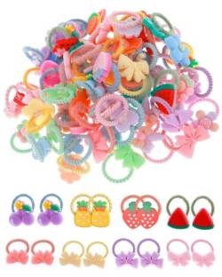 JEXOWIQ Haargummis - 40 pcs Klein Bonbonfarbene Mädchen Stirnbänder Süße Karikatur Haargummi Zopfgummis Mädchen Kleine Cartoon Stretch Scrunchies für Mädchen Kleinkind Karikatur Haarband von JEXOWIQ