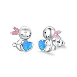 Opal Ohrringe für Damen 925 Sterling Silber Hase Ohrringe Ohrstecker Tier Ohrringe Schmuck für Frauen Mädchen Kinder von JFASHOP