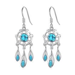 Traumfänger Ohrringe Damen 925er Sterling Silber Türkisfarbener Dream Catcher Earrings Traumfänger Schmuck Geschenke Frauen Mädchen von JFASHOP