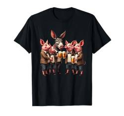 Lustiges Junggesellenabschied Outfit Team Saufen Bräutigam T-Shirt von JGA Biertrinker Bachelor Party Esel Schweine Fete