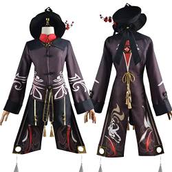 JGZGCG Anime Cosplay Spiel Hu Tao Genshin Impact Hutao Kostüm Uniform Perücke Sexy Cosplay im chinesischen Stil Halloween-Kostüme für Frauen von JGZGCG