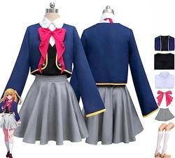 JGZGCG Anime Oshi No Ko Hoshino Rubii Cosplay Kostüm Outfit Blau Uniform Mantel Hemd Perücke Voll Set Halloween Karneval Party Anzug für Frauen Mädchen von JGZGCG