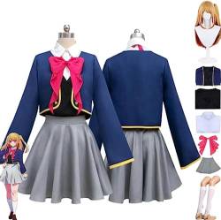 JGZGCG Anime Oshi No Ko Hoshino Rubii Cosplay Kostüm Outfit Blau Uniform Mantel Hemd Perücke Voll Set Halloween Karneval Party Anzug für Frauen Mädchen von JGZGCG