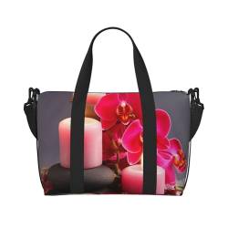 Reisetasche für Damen und Herren, verstellbar, großes Fassungsvermögen, Wochenendtasche, Übernachtungstasche, Handgepäcktasche, wasserdicht, Sport, Turnbeutel für Reisen, Yoga, Orchideenstein, rote von JHLMN