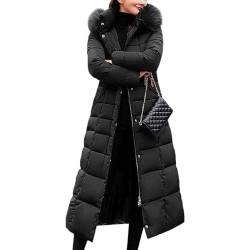 JIAALU Damen Winterjacke Lange Daunenjacke Wintermantel Steppjacke Parka Jacke Warm Daunenmantel mit Outwear Frauen Winter Pelzkragen von JIAALU