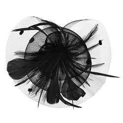 Damen Fascinator Hanf Hut atmungsaktiv Braut Feder Blumen Kopfschmücke Brautschmuck Haar Clip Hut für Party Kirche Hochzeit Festival von JIAHG