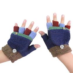 Kinder Halbfinger Handschuhe Fingerlose Fäustlinge Warm Mehrfarbige Strickhandschuhe Fingerhandschuhe mit Flip Top Mädchen Jungen Herbst Winter Bedarf von JIAHG