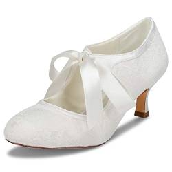 JIAJIA 14031 Hochzeitsschuhe Brautschuhe Spitze Damen Pumps Farbe Elfenbein,Größe 41 EU (7 UK) von JIAJIA