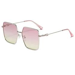 JIAXINGHAN Männer Polarisierte Sonnenbrille Frauen Luxus Sonnenbrille Metall Polygon Brillen Rahmen Fahren Strand Reisen Blendschutz Schatten Brillen, Helles Silber Rosa, 1524 von JIAXINGHAN