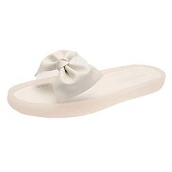 JIAYING Hausschuhe Weiche Sohle Sandalen Frauen Sommer Offene Zehen Slipper Leichte Hausschuhe Rutschzweig, Komfortabel Und rutschfest, Für Wohnzimmer Schlafzim(Size:US5.5/EU36/UK3.5/CN35,Color:Weiß) von JIAYING