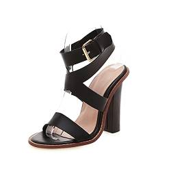 Women's fashion peep toe block heel buckle strap high heel with 12 cm sandals easy walking evening party pumps for women za199s von JIEEME