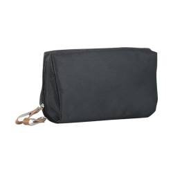 Kleine Kosmetiktasche mit Reißverschluss, tragbare Make-up-Tasche, Reißverschluss, Make-up-Pinseltasche, einfache Kosmetiktasche, Reise-Kulturbeutel für Damen und Mädchen, Schwarz , 16 x 10 x 7cm (L x von JIHUOO