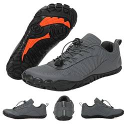 JIMNOO Minimalistische Barfußschuhe for Herren, Trailrunning-Schuhe, Outdoor-Wanderschuhe, rutschfest, atmungsaktiv, lässig, breite Zehenpartie(Gray,43 EU) von JIMNOO