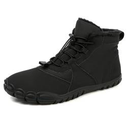 JIMNOO Wander-Winterschuhe Barfußschuhe for Damen und Herren, wasserdicht, rutschfest, breite Zehenpartie, Outdoor-Winter-Barfußschuhe(Black,41 EU) von JIMNOO