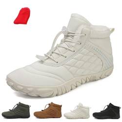 JIMNOO rutschfeste und universelle Barfußschuhe for den Winter, Wander-Sneaker mit breiter Zehenpartie, Barfuß-Wanderstiefel for den Außenbereich(White,42 EU) von JIMNOO