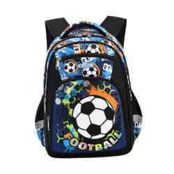 JISADER Kinderrucksack, Cartoon-Rucksack, tragbar, für die Grundschule, süß, für Jungen und Mädchen, Kinderrucksack, Büchertasche, Fußball von JISADER