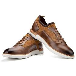 JITAI Herren Oxford Schuhe Business Schuhe Herren Elegante Schuhe Leder Schnürhalbschuhe, Braun-02, 44 EU (11 UK) von JITAI