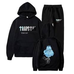 JKJFJKA Tracksuit für Herren Buchstaben Trapstar Jogginganzug Herren Sporthosen Trapstar Anzug Jogging Anzug Set Sweatshirt Casual Herren 2 Piece Jogginganzug Set Trainingsanzug Schwarz S von JKJFJKA