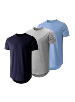 JMIERR 3 Pack T Shirt Herren Sommer Basic Einfarbig T-Shirt Baumwole Slim Fit Hemd Kurzarm Sportwear M von JMIERR