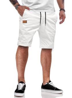 JMIERR Shorts Herren Sommer Freizeit Chino Stretch Baumwolle Elastische Taille mit Taschen Weiß M von JMIERR