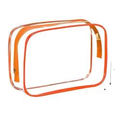 Durchsichtige Tasche 3er-Pack transparente Kultur- und Kosmetiktasche for Reisen, transparent, Make-up-Kosmetiktasche for Damen und Herren, Reisen, Geschäftsreise, Zuhause(Orange(3pcs)) von JMORCO