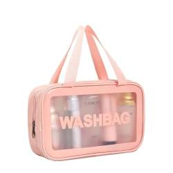 Durchsichtige Tasche Transparente Kosmetiktasche aus PVC for Damen, mit Reißverschluss, klare Make-up-Taschen, Beauty-Case, Reise-Make-up-Organizer, Aufbewahrung, Bad, Kulturbeutel, Kulturbeutel(Pink von JMORCO