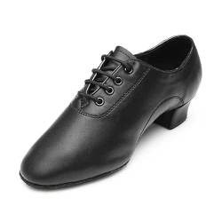 JMORCO Herren Latein Tanzschuhe Herren Lateinschuhe Junge Kinder Ballsaal Tango Jazz Tanzschuhe Performance Show Weiche Ledersohle Frauen Moderne Quadratische Schuhe, schwarz c, 33 EU von JMORCO