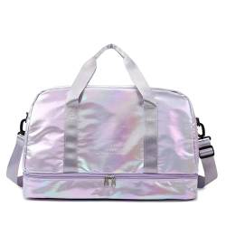 Reisetasche Damen-Reisetasche, große Kapazität, Handtasche, Umhängetasche, lässige Umhängetasche, Gepäcktasche, Trocken- und Nasstrennung, Sport- und Fitnesstasche (Color : Purple) von JMORCO