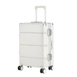 JMOZHCD Gepäck, breiter Griff, Herren-Handgepäck, Damen-PC-Aluminiumrahmen-Trolley, Camping-Aufbewahrungsbox (White 26) von JMOZHCD