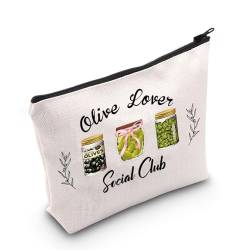 JNIAP Kosmetiktasche mit grünen Oliven, Geschenk für Olivenliebhaber, Social Club, Oliven in Dosen, Olive Lover Bag von JNIAP