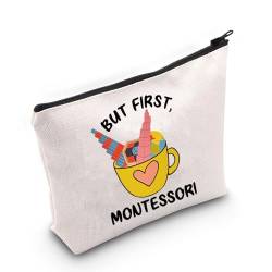 JNIAP Montessori Geschenk But First Montessori Kosmetiktasche Montessori Lehrer Geschenk, But First Mon Bag von JNIAP
