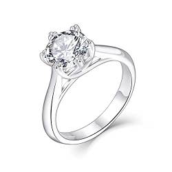 JO WISDOM Damen Ring Silber 925,Verlobungsring Hochzeitsring Jubiläumsring Solitärring Promise Ring mit 8mm 5A Zirkonia, Schmuck für Frauen von JO WISDOM