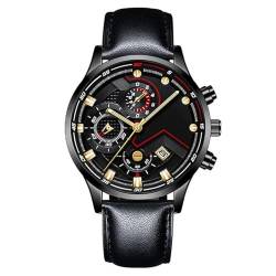 JOATVEE Herren Chronograph Uhr Business Casual Personalisierte Zifferblätter Datum Lederband Analog Quarz Armbanduhr für Männer von JOATVEE