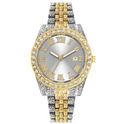 JOATVEE Herren-Diamant-Uhr Mode Kristall Strass Quarz-Analoguhr Iced-Out Armband Armbanduhr von JOATVEE