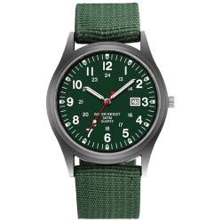 JOATVEE Herrenuhr Nylon Uhr Mode Bewegung arabische Ziffern und Leuchtskala Zifferblatt mit Datum Analog Quarz Armbanduhr Canvas Uhr von JOATVEE