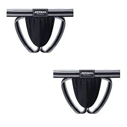 JOCKMAIL 2Stück/Packung Herren Unterwäsche Suspensorium Jockstrap Athletic Supporter Jockstrap Herren Suspensorium Sport Unterwäsche Herren Slips Sport Unterwäsche (M, SCHWARZ) von JOCKMAIL