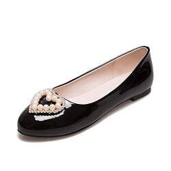 JOEupin Ballerinas für Damen, Strass-Schnalle, Hochzeits-Ballerinas, glitzernd, bequem, zum Reinschlüpfen, flache Mary Jane Schuhe, Schwarz, 6 von JOEupin