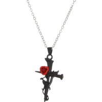 JOHNRAMBO Charm-Kette Liebe Rose Halskette gewickelt mit Blume Herz Clavicle Kette (Gothic Dark Design) von JOHNRAMBO