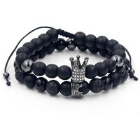 JOHNRAMBO Perlenarmband Unisex Perlen Armband aus Lavastein oder Naturstein, einstellbare Größe von JOHNRAMBO